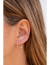 Pendientes conch ear cuff de 4 bandas de bolitas y plata lisa