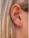 Pendientes conch ear cuff de 4 bandas de bolitas y plata lisa