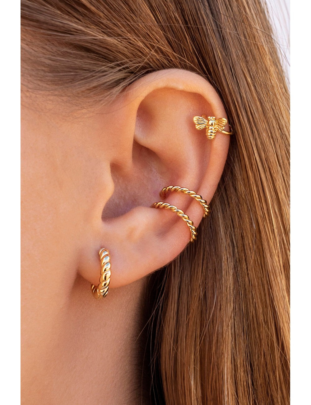 Pendientes conch ear cuff de una banda trenzados