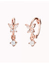 CZ Butterfly Shaped Huggie Hoop Earrings With Dangling Charm