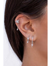 CZ Butterfly Shaped Huggie Hoop Earrings With Dangling Charm