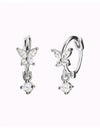 CZ Butterfly Shaped Huggie Hoop Earrings With Dangling Charm