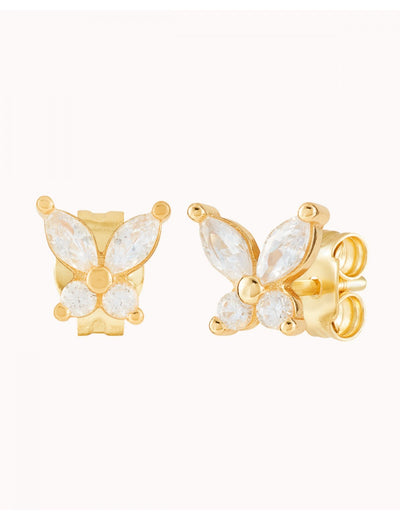 Boucles d'oreilles papillon avec zircons taille marquise et ronde