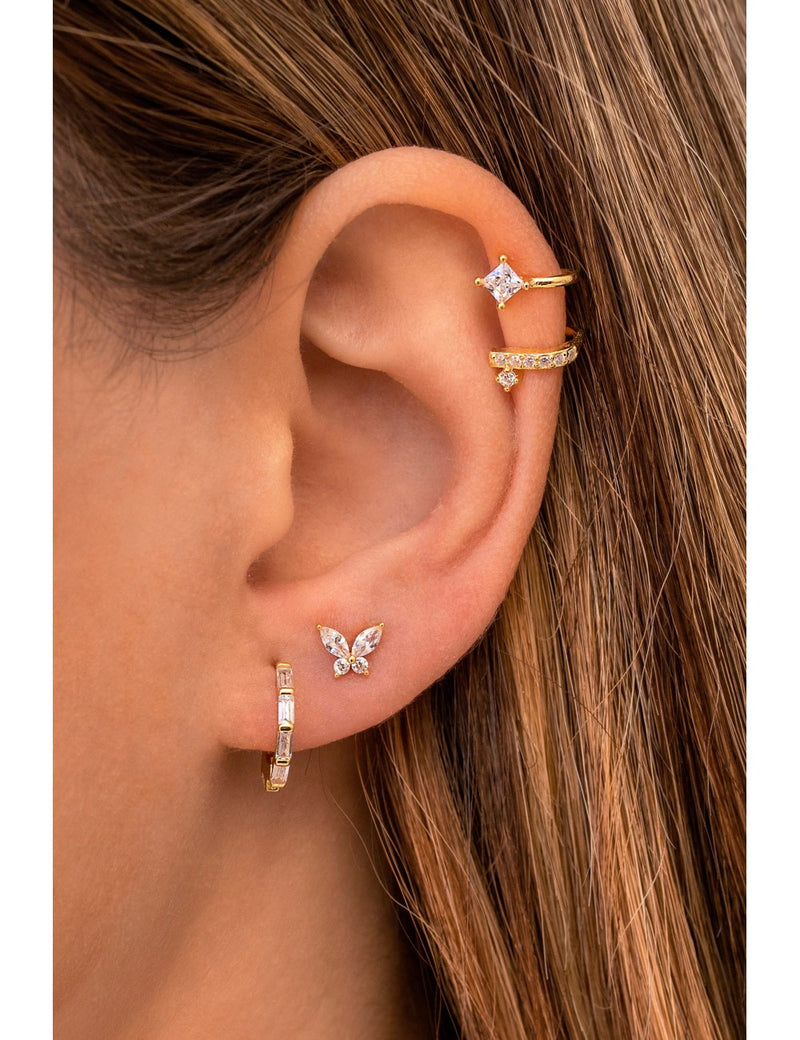 Marquise & Round CZ Butterfly Shaped Stud Earrings
