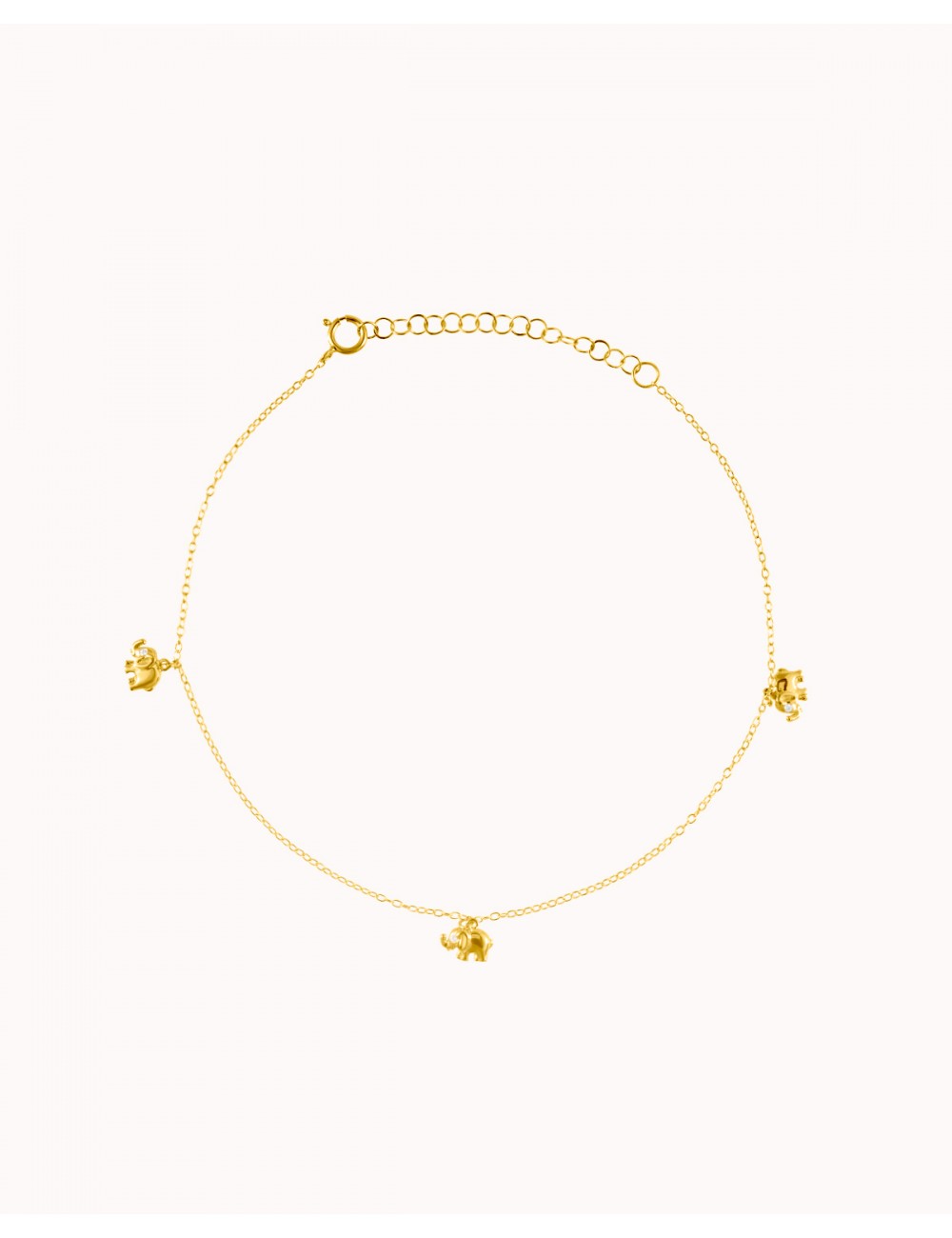 Chain Anklet Bracelet with Lucky Elephant Pendants