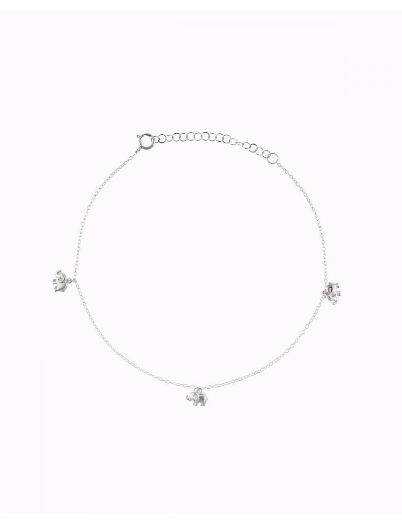Chain Anklet Bracelet with Lucky Elephant Pendants