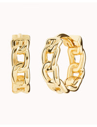 Chain Shaped Huggie Hoop Earrings - Two sizes available