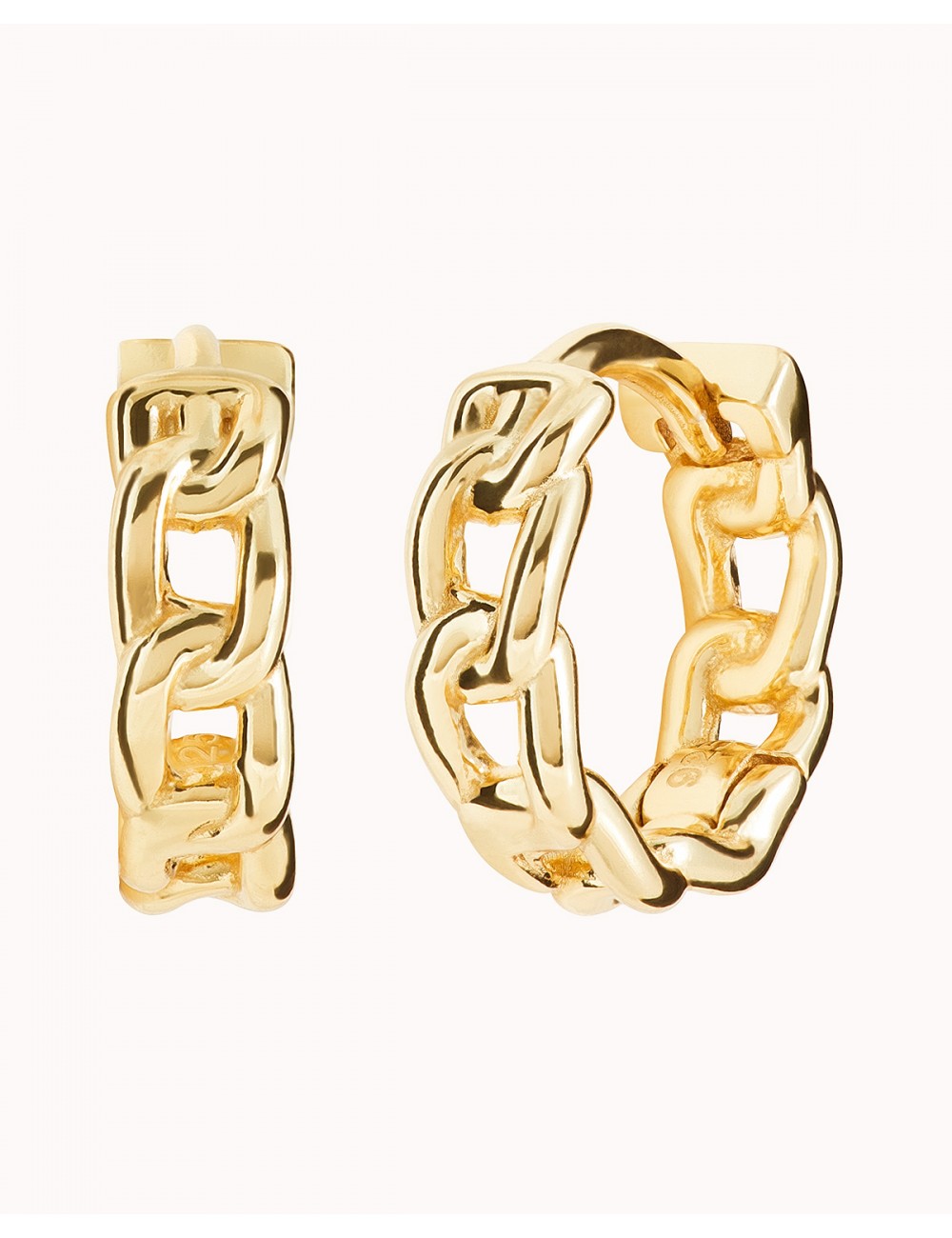 Chain Shaped Huggie Hoop Earrings - Two sizes available