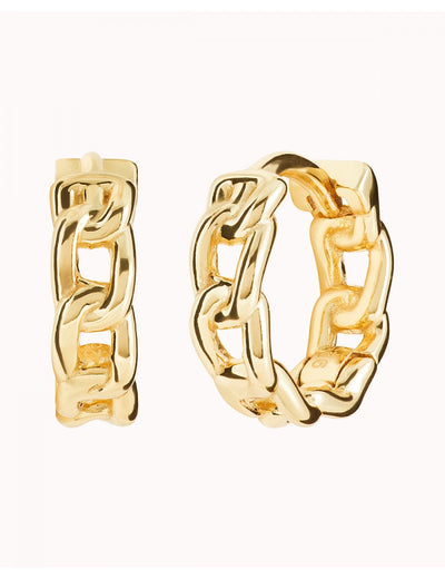 Pendientes de aro huggie en forma de cadena - Dos tamaños disponibles