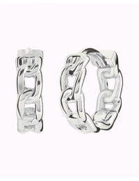 Chain Shaped Huggie Hoop Earrings - Two sizes available