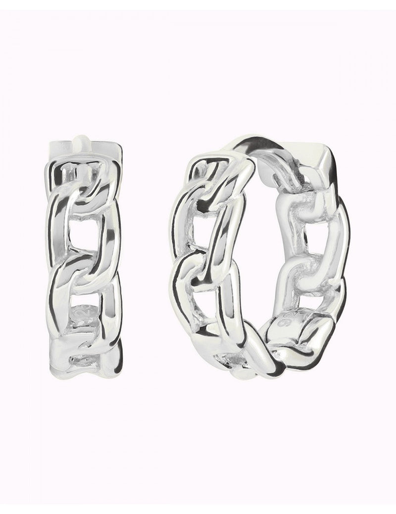 Chain Shaped Huggie Hoop Earrings - Two sizes available