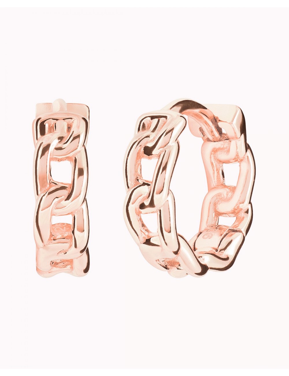 Chain Shaped Huggie Hoop Earrings - Two sizes available