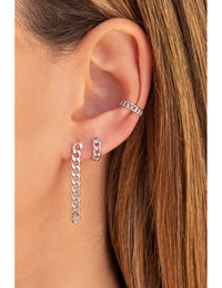 Chain Shaped Huggie Hoop Earrings - Two sizes available