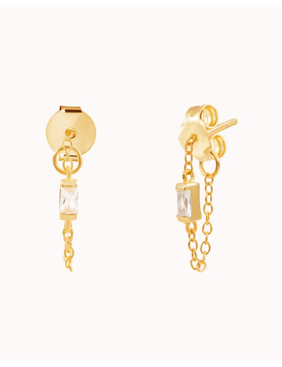 Baguette CZ Chain Stud Earrings