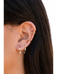 Pendientes stud de cadena con circonita baguette