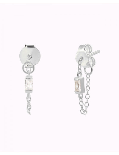 Baguette CZ Chain Stud Earrings