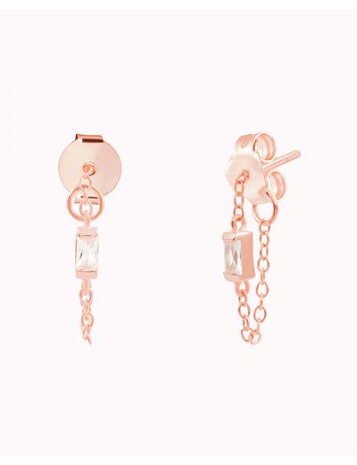 Baguette CZ Chain Stud Earrings
