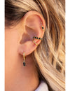 Black Baguette CZ Chain Stud Earrings