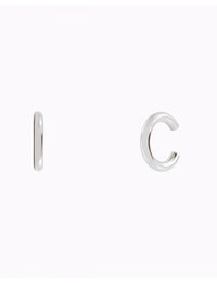 Chunky Single Band Smooth Silver Conch Ear Cuff Earrings