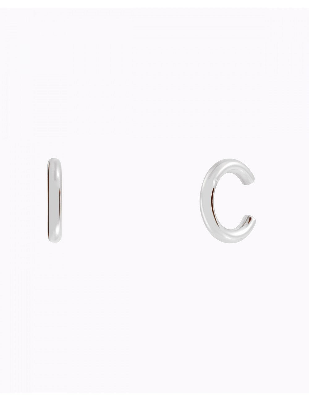 Chunky Single Band Smooth Silver Conch Ear Cuff Earrings