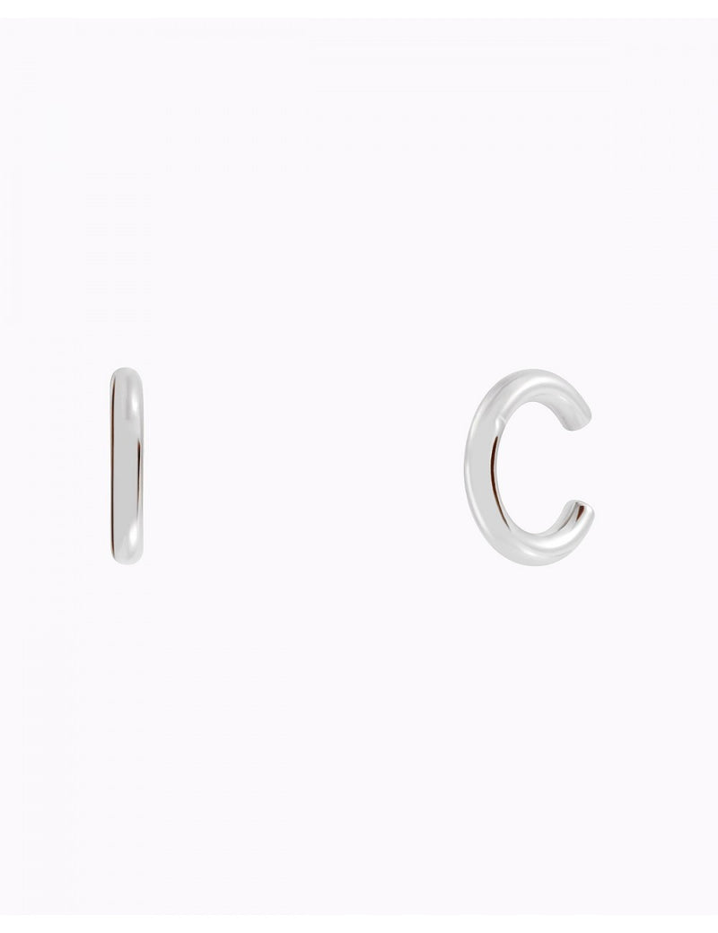 Chunky Single Band Smooth Silver Conch Ear Cuff Earrings