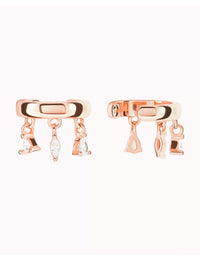 Triangle, Marquise & Pear Cut CZ Dangling Charms Chunky Conch Ear Cuff