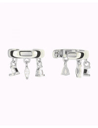 Triangle, Marquise & Pear Cut CZ Dangling Charms Chunky Conch Ear Cuff