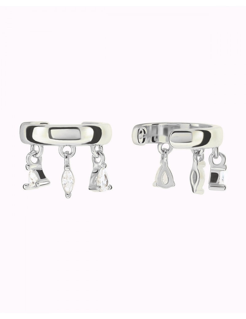 Triangle, Marquise & Pear Cut CZ Dangling Charms Chunky Conch Ear Cuff
