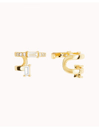 Baguette & Pave CZ Conch Ear Cuff Earrings
