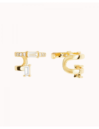 Pendientes ear cuff conch con circonitas en baguette y pavé