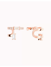 Baguette & Pave CZ Conch Ear Cuff Earrings