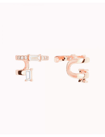 Pendientes ear cuff conch con circonitas en baguette y pavé