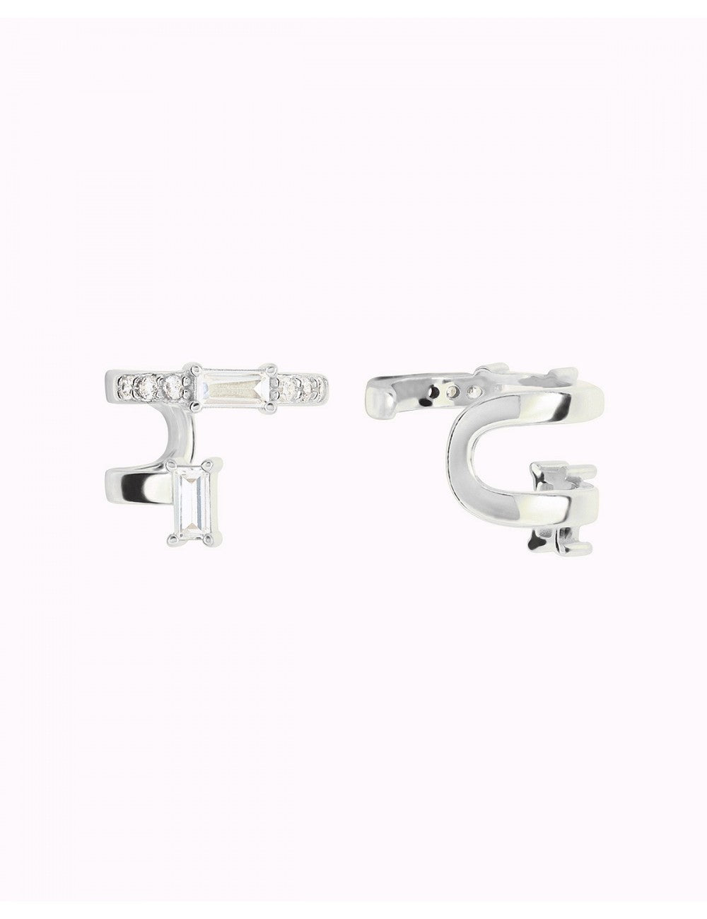 Baguette & Pave CZ Conch Ear Cuff Earrings
