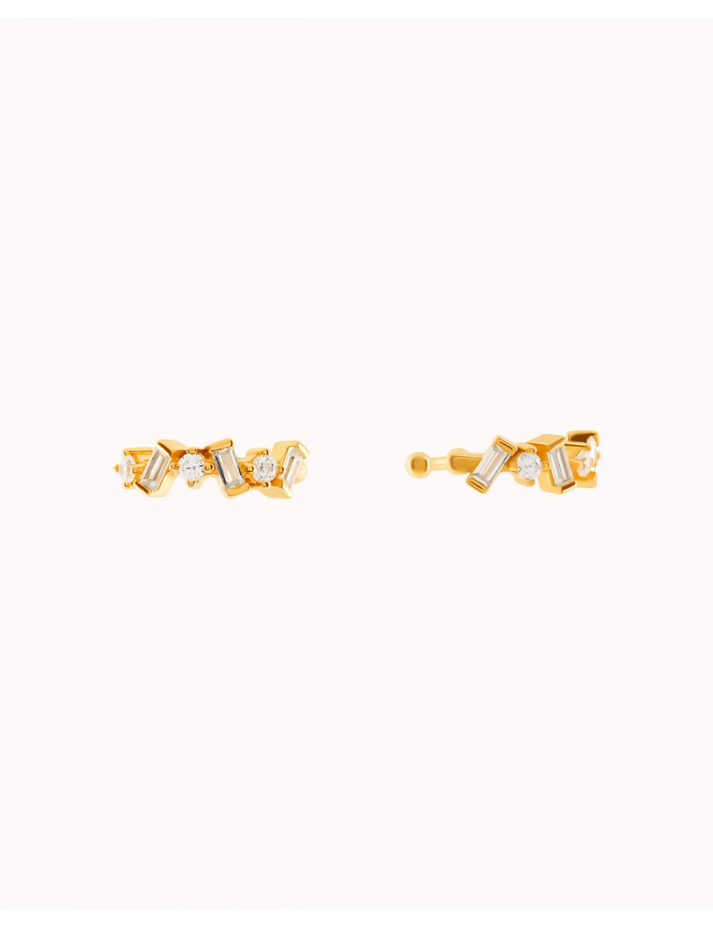 Dainty Baguette & Round CZ Conch Ear Cuff Earrings
