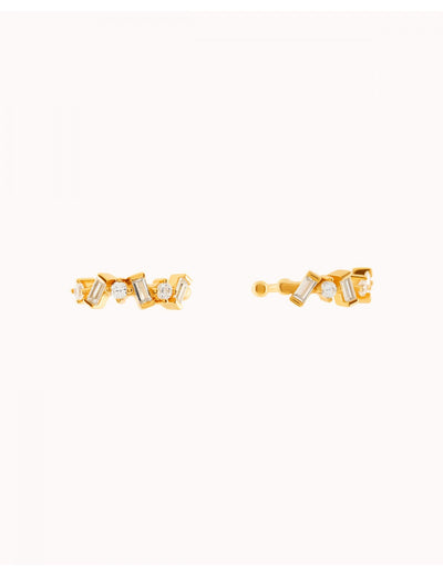 Pendientes conch ear cuff con circonitas en talla baguette y redonda