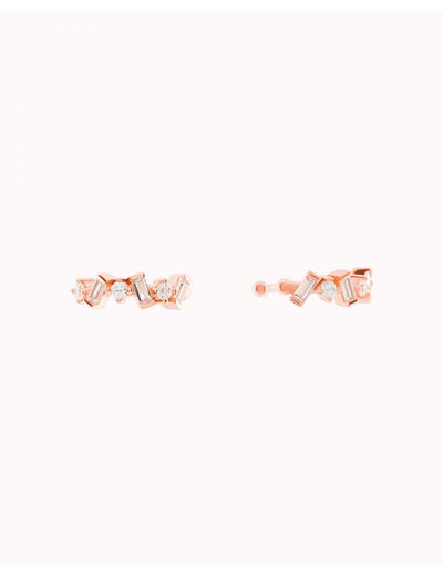 Pendientes conch ear cuff con circonitas en talla baguette y redonda