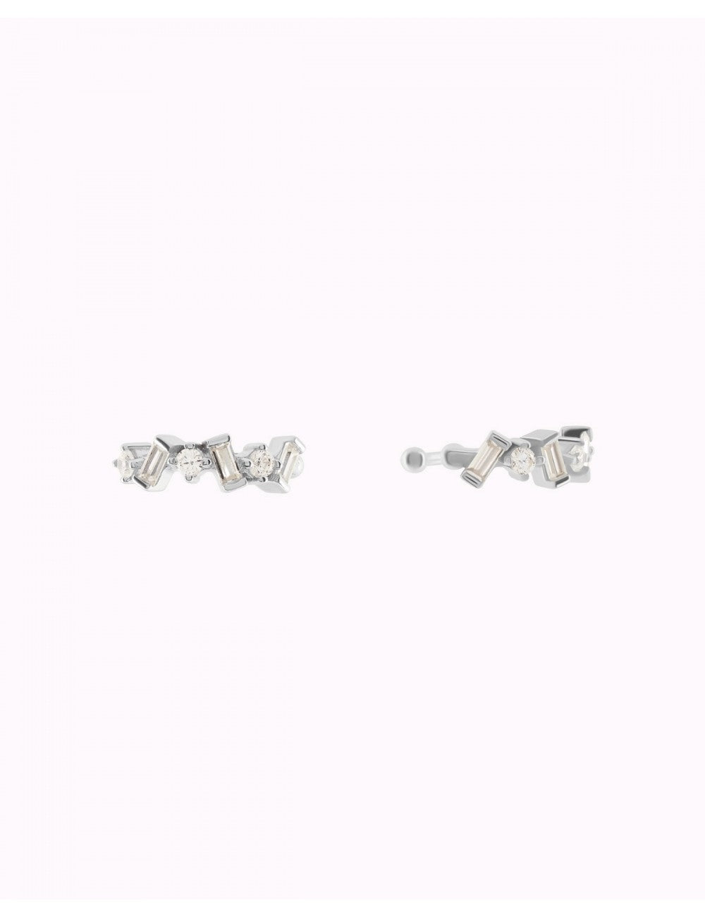 Dainty Baguette & Round CZ Conch Ear Cuff Earrings