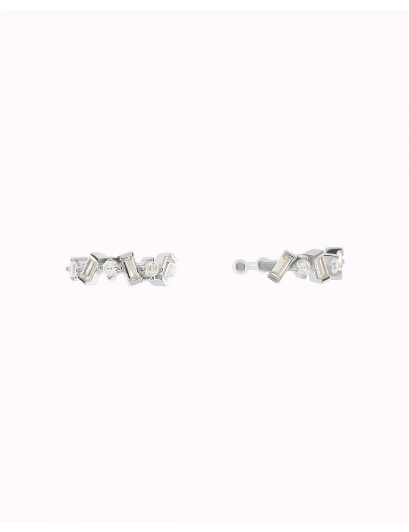 Dainty Baguette & Round CZ Conch Ear Cuff Earrings
