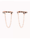 Bezel Black CZ Dangling Chain Conch Ear Cuff Earrings - Fake Piercing