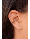 Bezel Black CZ Dangling Chain Conch Ear Cuff Earrings - Fake Piercing