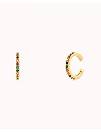 Rainbow Cz Conch Ear Cuff Earrings