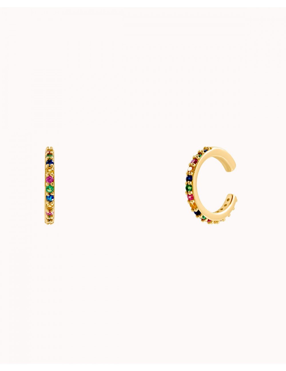 Rainbow Cz Conch Ear Cuff Earrings