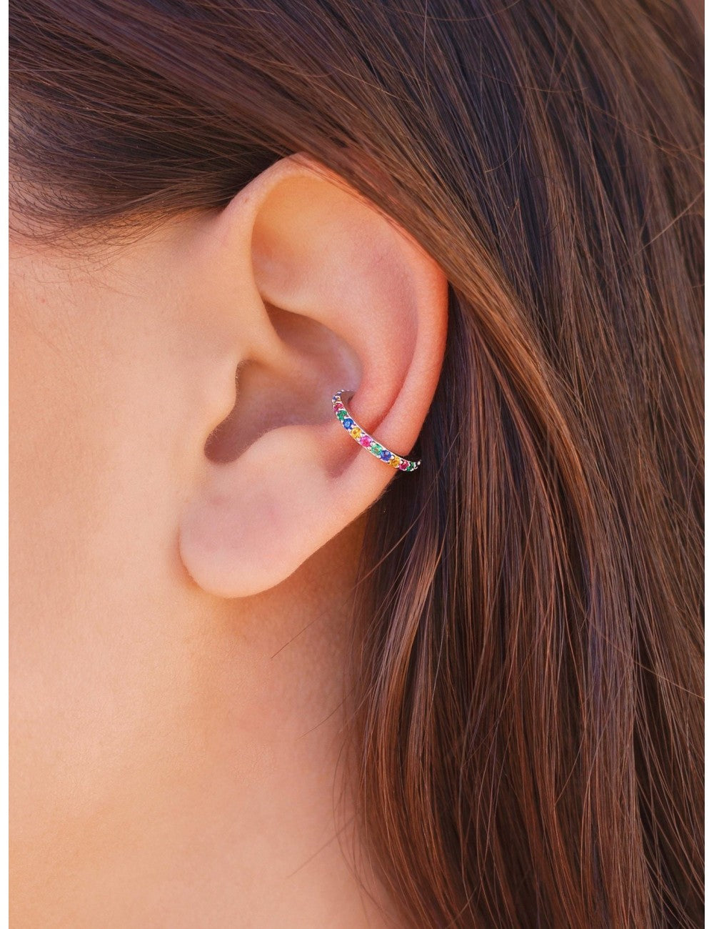 Rainbow Cz Conch Ear Cuff Earrings