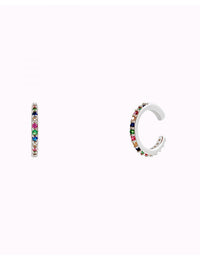 Rainbow Cz Conch Ear Cuff Earrings