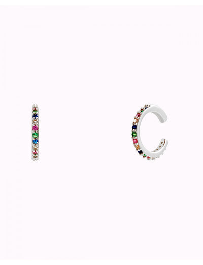 Pendientes conch ear cuff con circonitas multicolor