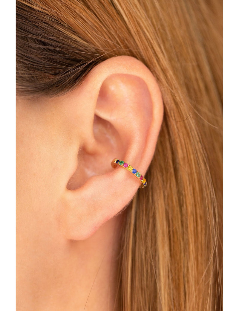 Rainbow Cz Conch Ear Cuff Earrings