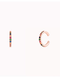 Rainbow Cz Conch Ear Cuff Earrings