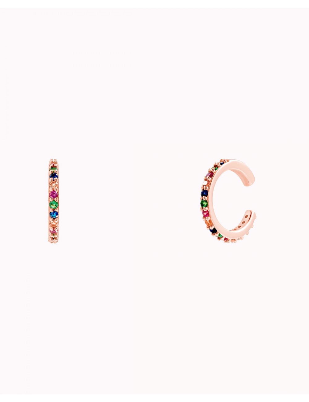 Rainbow Cz Conch Ear Cuff Earrings