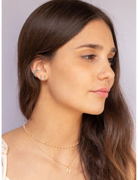 Pendientes conch ear cuff con circonitas de color turquesa