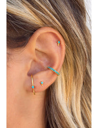Pendientes conch ear cuff con circonitas de color turquesa